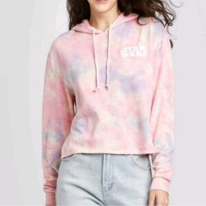 Star Wars Women's Semi Crop Pastel Tie-Dye Hoodie Size XL